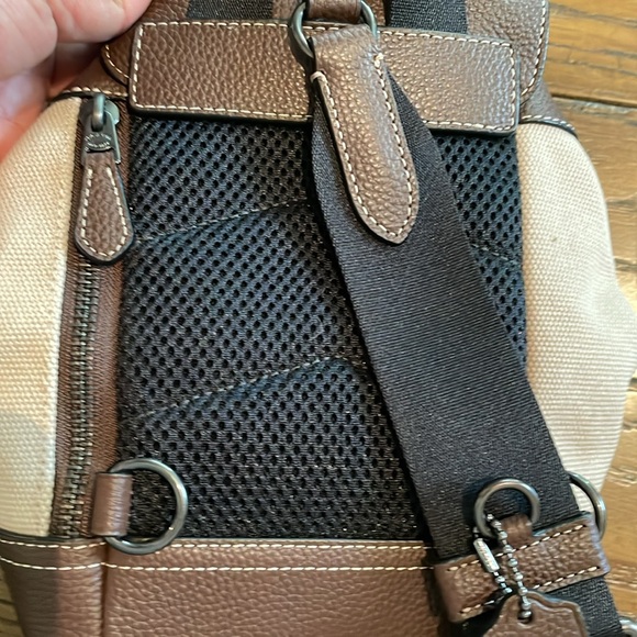 COACH Hudson Gender Neutral Canvas and Pebble Leather Small Front/Back Pack - Picture 8 of 16
